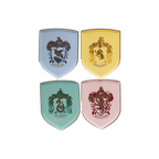 Multicolor Harry Potter house crest small plates Hogwarts theme from Parte Haus party supply store in Bethesda Maryland