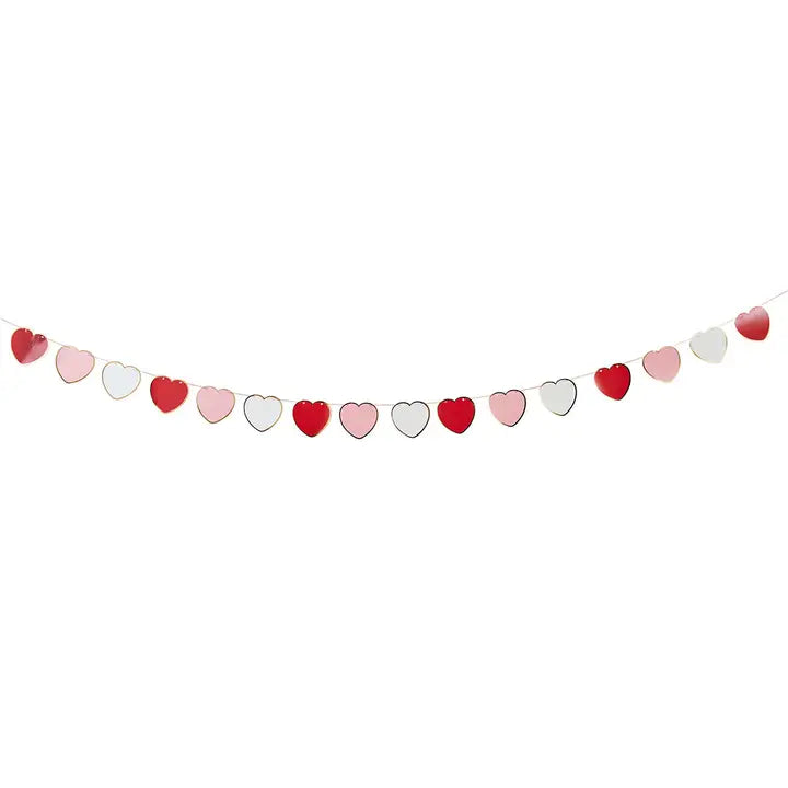 Red pink and white heart garland paper banner for Valentine's Day from Parte Haus party supply store in Bethesda Maryland