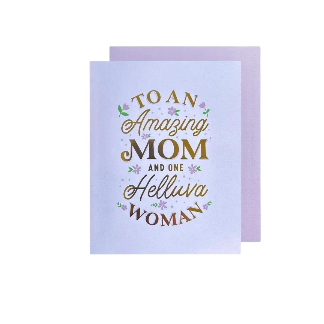 Purple and gold Mother’s Day card with floral accents for mom from Parte Haus party supply store in Bethesda Maryland
