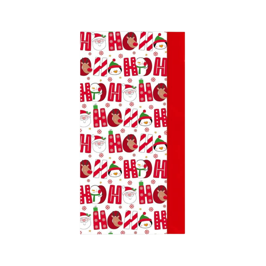 Red and white Christmas tissue paper with festive icons from Parte Haus party supply store in Bethesda MD