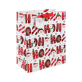 Red and white Christmas gift bag with Santa snowman and reindeer from Parte Haus party supply store in Bethesda MD