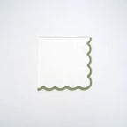 White and green scallop cocktail napkin with scalloped edge holiday theme from Parte Haus party supply store in Bethesda MD