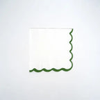 White and green scallop cocktail napkin with festive trim Holiday from Parte Haus party supply store in Bethesda Maryland