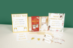 Gold and white holiday mimosa bar decoration kit with festive signs for Christmas from Parte Haus party supply store in Bethesda, Maryland