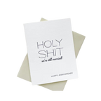 White letterpress anniversary card with bold text for wedding from Parte Haus party supply store in Bethesda Maryland