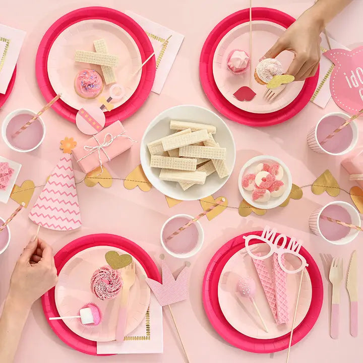 Baby pink photo props and party table decor for baby shower from Parte Haus party supply store in Bethesda MD