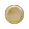 Gold paper plate with glossy finish for celebration from Parte Haus party supply store in Bethesda MD.
