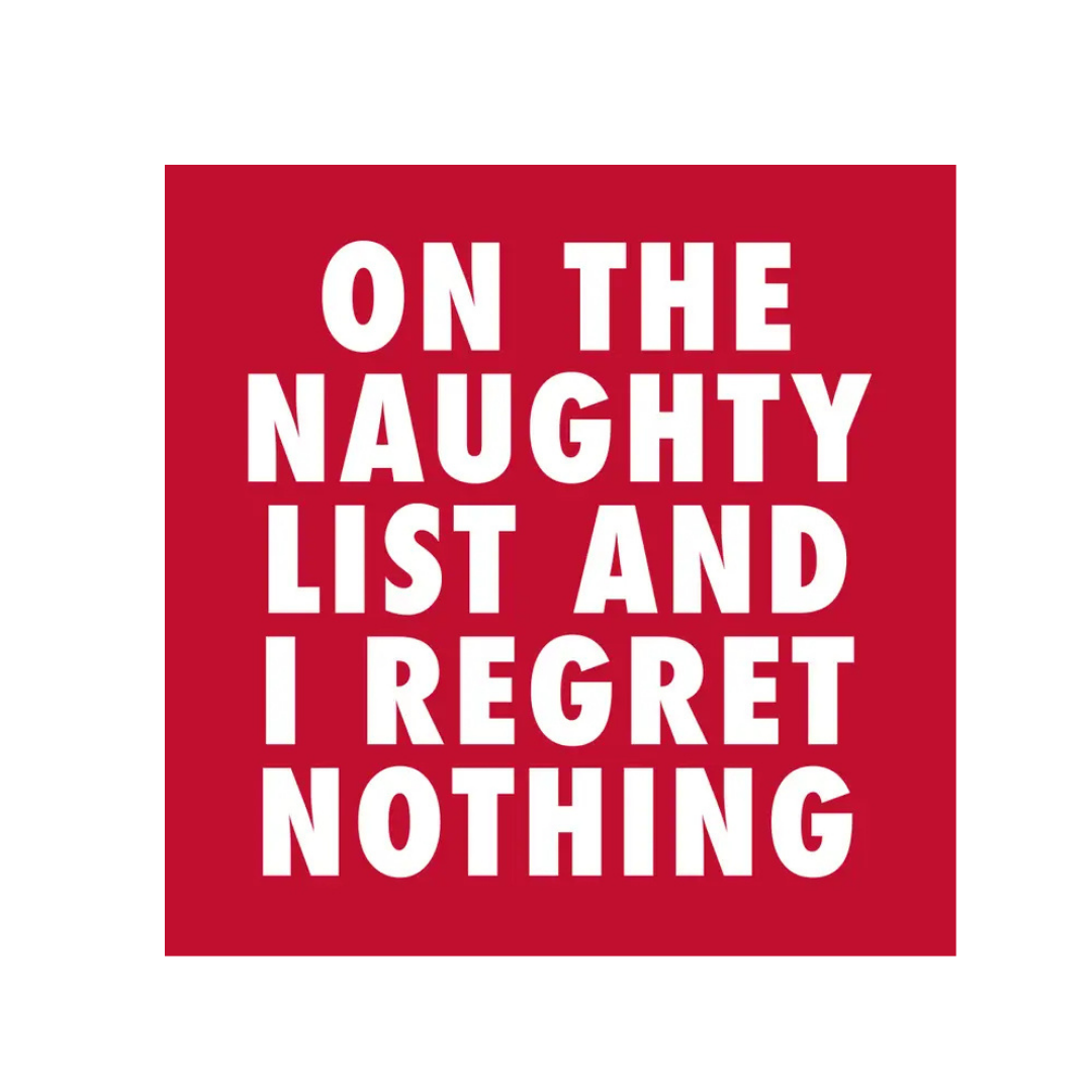 Red "I Regret Nothing" Holiday Cocktail Napkins