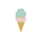 Pastel ice cream cone napkin with gold details for birthday theme from Parte Haus party supply store in Bethesda MD.