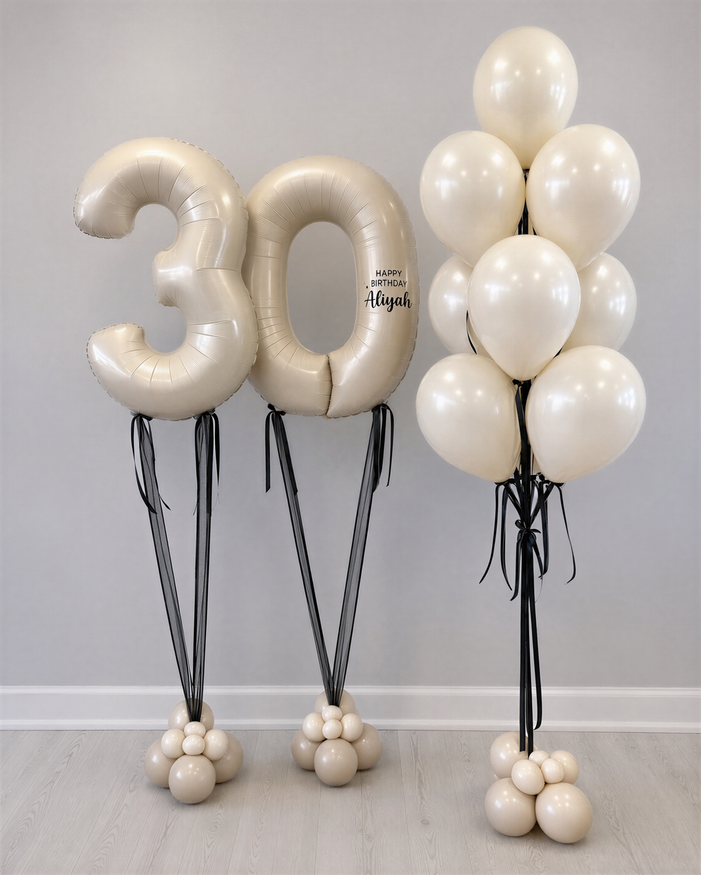 Satin Cream Birthday Balloon Bundle