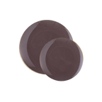 Brown round plates with gold edges for elegant dining from Parte Haus party supply store in Bethesda MD