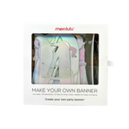 Iridescent make your own banner kit with alphabet pennants birthday decoration from Parte Haus party supply store in Bethesda MD
