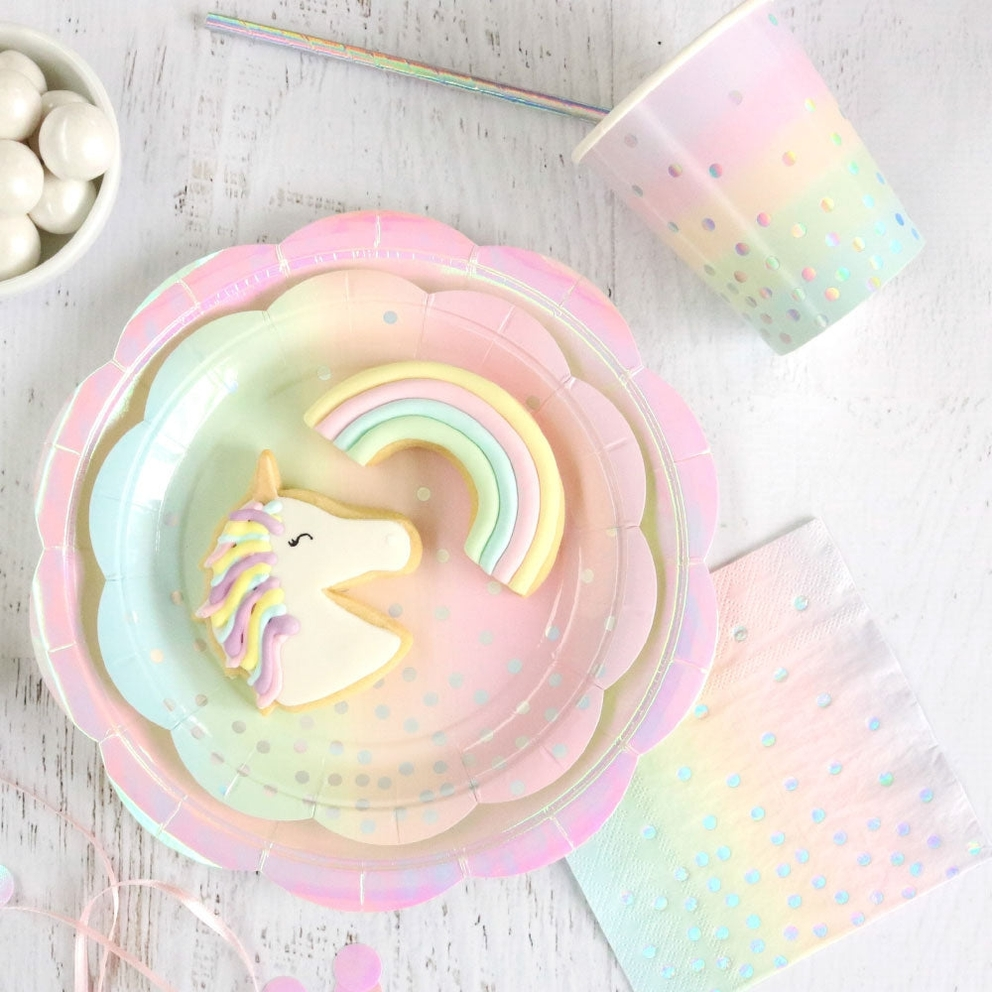 Iridescent pastel straws with a rainbow shine for unicorn birthday from Parte Haus party supply store in Bethesda MD