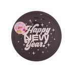 Black Happy New Year paper plate with white stars New Year theme from Parte Haus party supply store in Bethesda Maryland