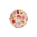 Red and gold Christmas large plate with Santa and holiday icons from Parte Haus party supply store in Bethesda MD