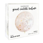 Blush gold giant confetti balloon in transparent box birthday celebration from Parte Haus party supply store in Bethesda MD