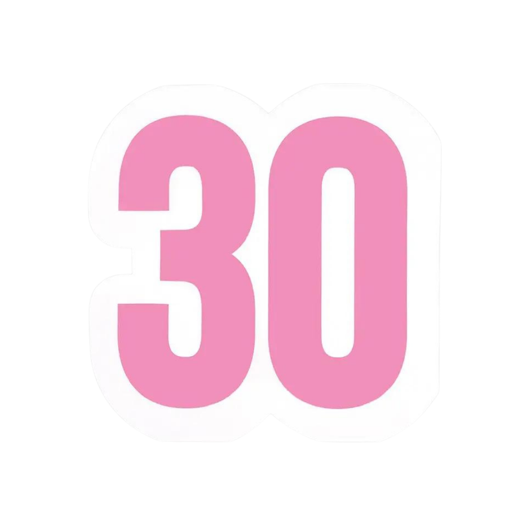Pink jumbo number 30 shaped napkin for 30th birthday from Parte Haus party supply store in Bethesda MD