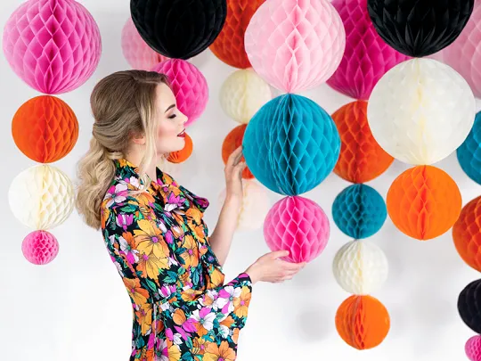 Pink Honeycomb Ball Backdrop