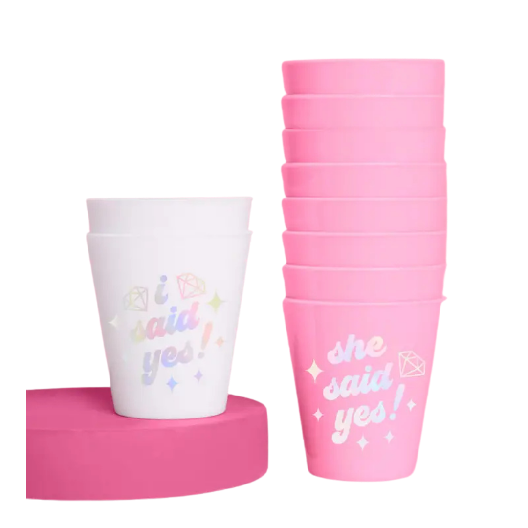Pink and White Shot Glasses Bachelorette Matte Plastic Cups