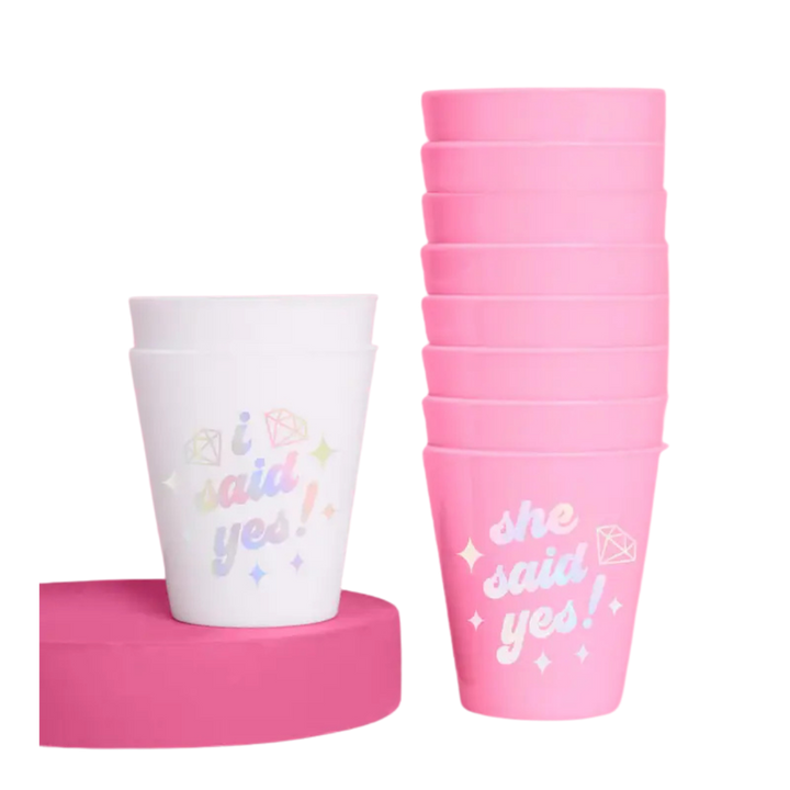 Pink and White Shot Glasses Bachelorette Matte Plastic Cups