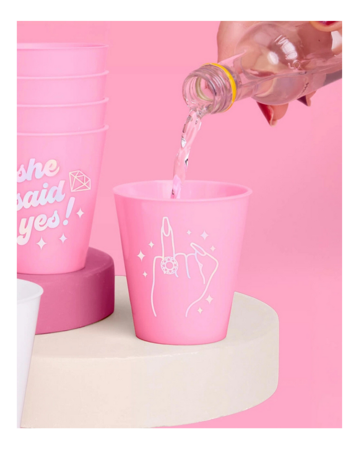 Pink and White Shot Glasses Bachelorette Matte Plastic Cups