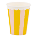 Yellow and Pink Stripe Scallop Rim Cups