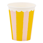 Yellow and Pink Stripe Scallop Rim Cups