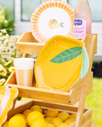 Yellow and Pink Stripe Scallop Rim Cups