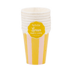 Yellow and Pink Stripe Scallop Rim Cups