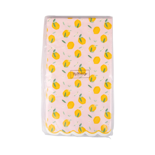Pink Lemon Print Scalloped Edged Guest Napkins