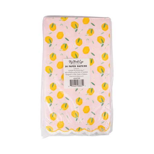 Pink Lemon Print Scalloped Edged Guest Napkins