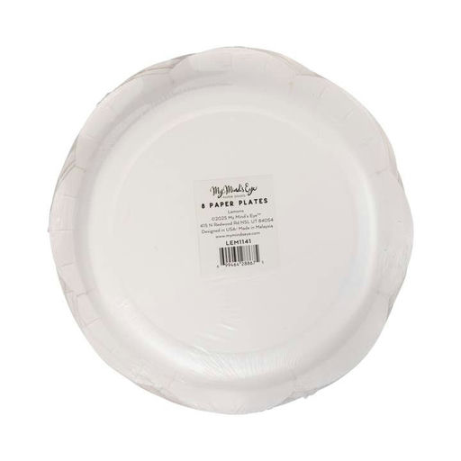 Pink and Yellow Lemon Scatter Scalloped Small Appetizer Dessert Plates