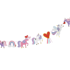 Rainbow unicorn garland with heart unicorn shapes for birthday from Parte Haus party supply store in Bethesda MD