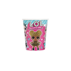 Pink LOL Surprise paper cup with cartoon dolls for birthday from Parte Haus party supply store in Bethesda Maryland