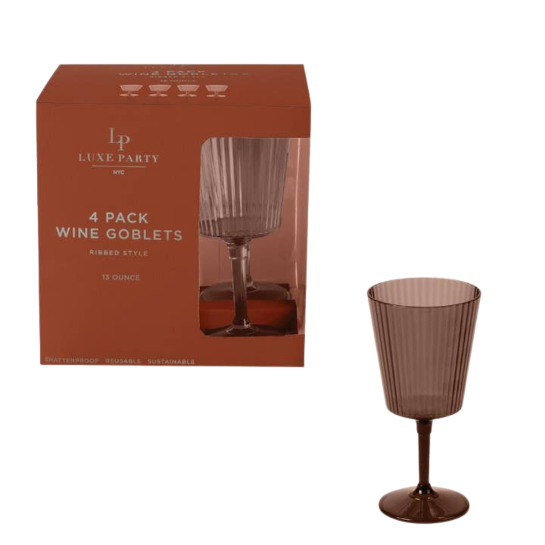 Nude Ribbed Wine Goblet Cups