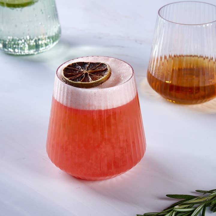 Purple Upscale Ribbed Plastic Wine Goblets Cups