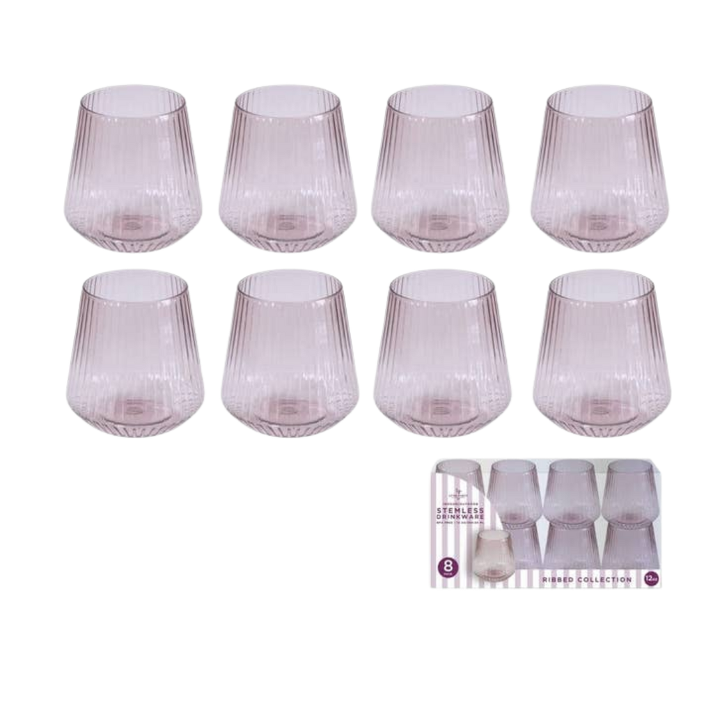 Purple Upscale Ribbed Plastic Wine Goblets Cups