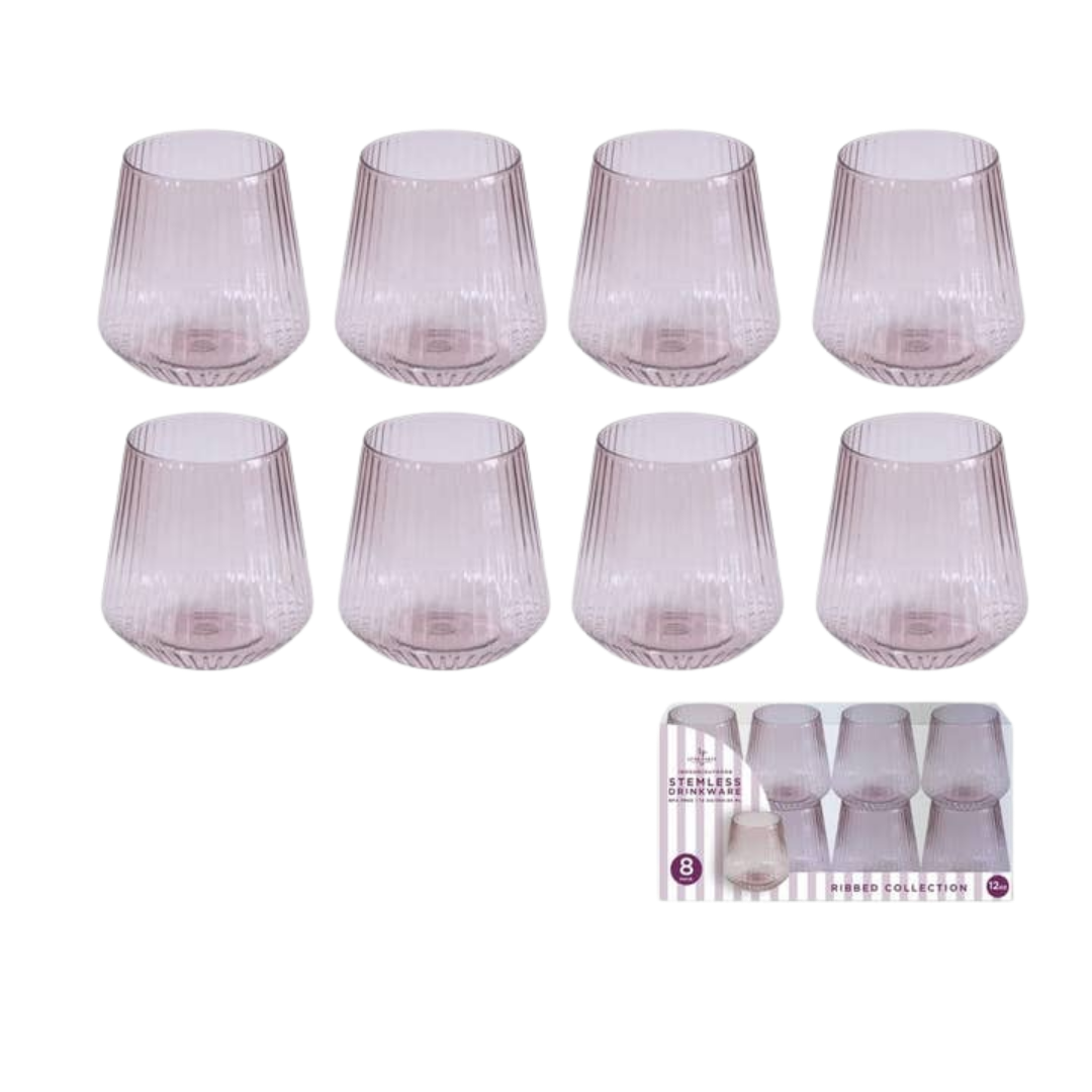 Purple Upscale Ribbed Plastic Wine Goblets Cups