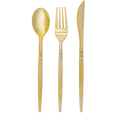 Matrix Hammered Gold Plastic Cutlery Set - 30 pcs