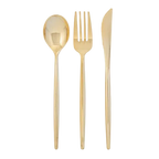 Matrix Hammered Gold Plastic Cutlery Set - 60 pcs