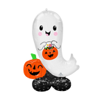 White ghost foil balloon with smiling pumpkins Halloween decoration from Parte Haus party supply store in Bethesda MD