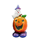 Orange Halloween jack o lantern and ghost foil balloon decoration from Parte Haus party supply store in Bethesda MD