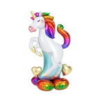 Rainbow unicorn foil balloon with metallic finish for birthday from Parte Haus party supply store in Bethesda Maryland
