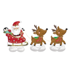 Red and brown Santa and reindeer giant foil balloon Christmas decor from Parte Haus party supply store in Bethesda MD