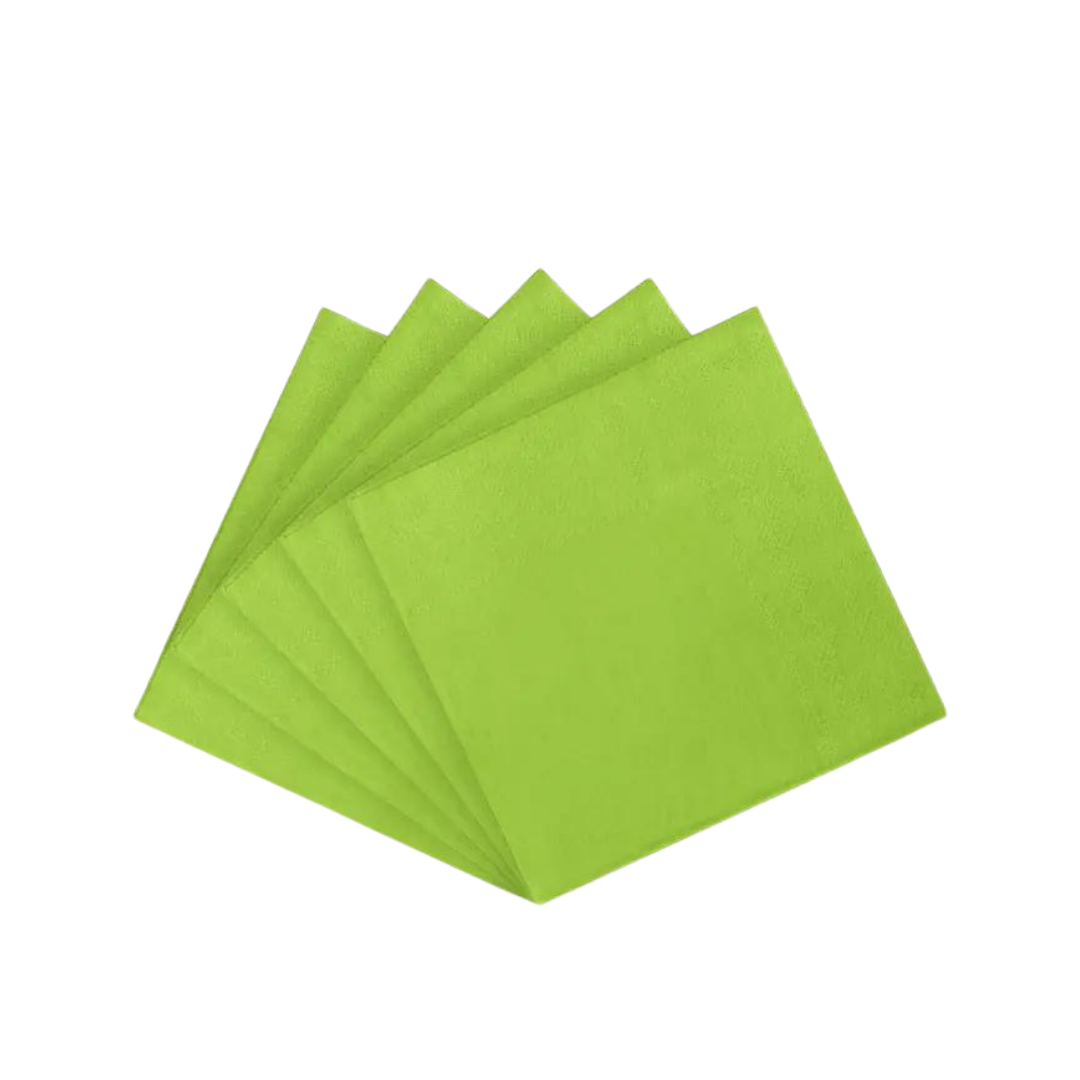Lime green luncheon napkins five stacked square napkins for birthdays from Parte Haus party supply store in Bethesda MD.