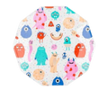 Colorful monster large plate with cute cartoon monsters kids birthday theme from Parte Haus party supply store in Bethesda MD