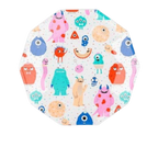 Colorful monster large plate with cute cartoon monsters kids birthday theme from Parte Haus party supply store in Bethesda MD