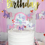 Colorful unicorn cupcake toppers and wrappers for kids birthday from Parte Haus party supply store in Bethesda Maryland