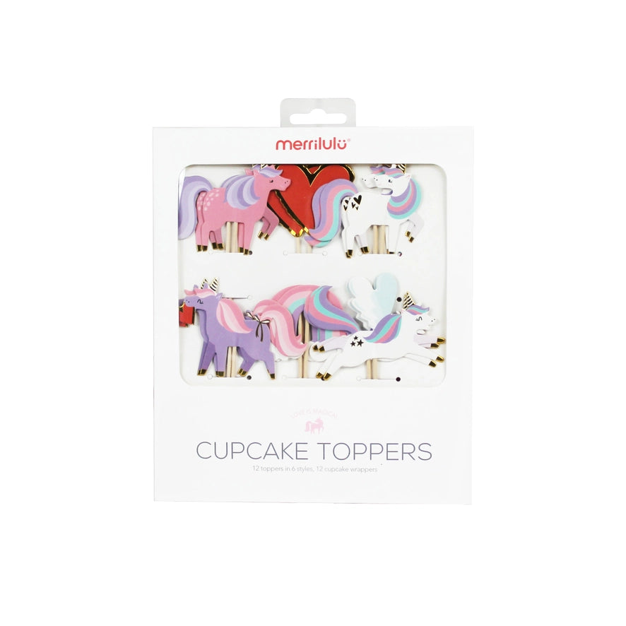 Colorful unicorn cupcake toppers birthday unicorn theme from Parte Haus party supply store in Bethesda MD