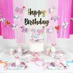 Pink unicorn plates with whimsical unicorn and hearts for birthday unicorn theme from Parte Haus party supply store in Bethesda MD